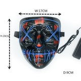 Halloween Mask LED Maske Light Up Party Masks Neon Maska Cosplay Mascara Horror Mascarillas Glow In Dark Masque V for Vendetta