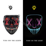 Halloween Mask LED Maske Light Up Party Masks Neon Maska Cosplay Mascara Horror Mascarillas Glow In Dark Masque V for Vendetta