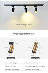 led spotlights cob chip aluminum black / gold living room bedroom spot light wall mounted / tracking spotlights decor