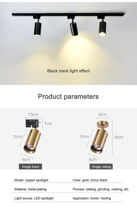 led spotlights cob chip aluminum black / gold living room bedroom spot light wall mounted / tracking spotlights decor