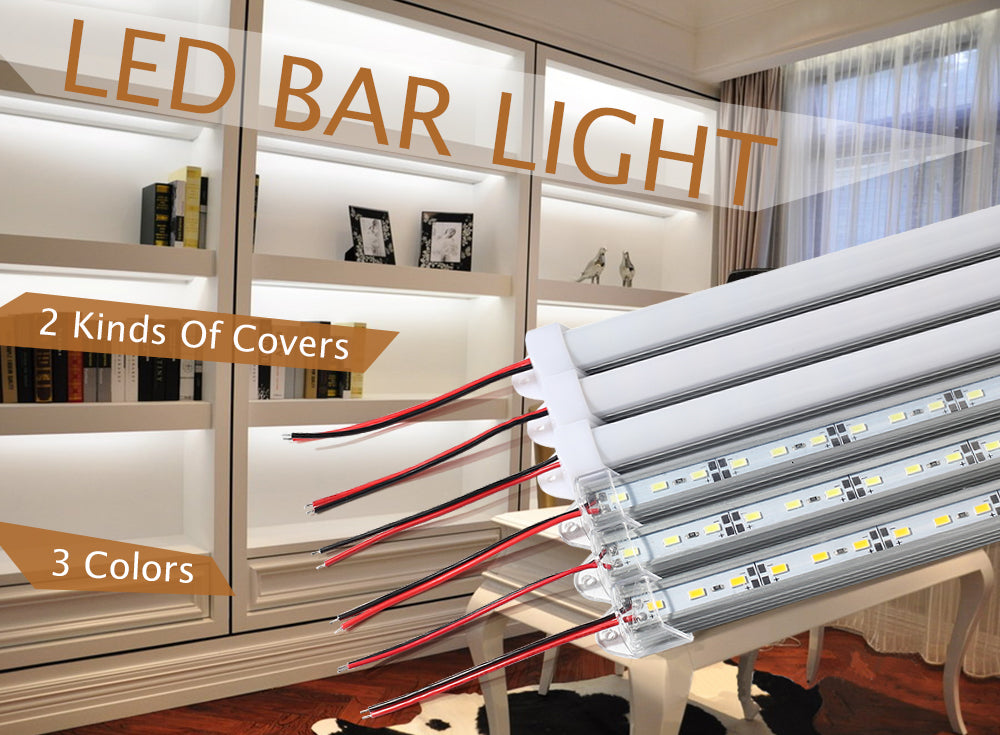LED Bar Lights White Warm White Cold White DC12V 5630 5730 LED Strip LED Tube with U Aluminium Shell + PC Cover 5pcs/lot