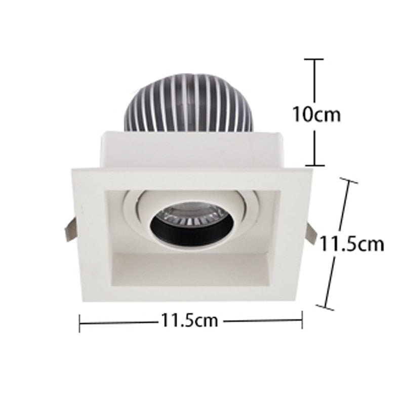 12w Led single head white embedded ceiling high bay light supermarket living room spotlight COB CRI Ra&gt;85 indoor light