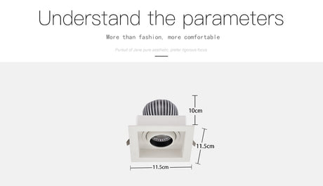 12w Led single head white embedded ceiling high bay light supermarket living room spotlight COB CRI Ra>85 indoor light