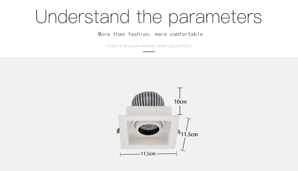 12w Led single head white embedded ceiling high bay light supermarket living room spotlight COB CRI Ra&gt;85 indoor light
