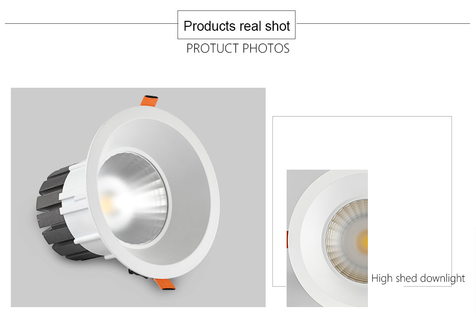 AC110-240V 4 inch 15W COB downlight  mall lobby High bay light CCT 3000K 4000K CRI Ra>85 indoor modern industry light