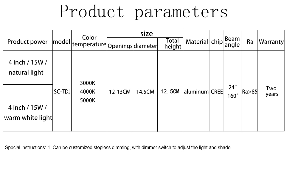 AC110-240V 4 inch 15W COB downlight  mall lobby High bay light CCT 3000K 4000K CRI Ra>85 indoor modern industry light