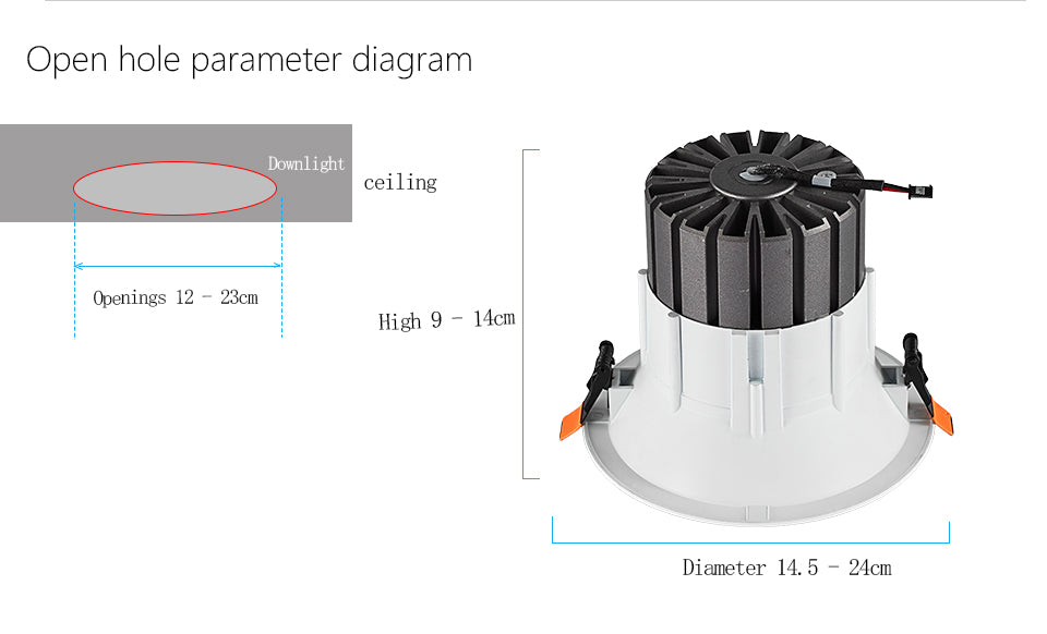 AC110-240V 4 inch 15W COB downlight  mall lobby High bay light CCT 3000K 4000K CRI Ra>85 indoor modern industry light