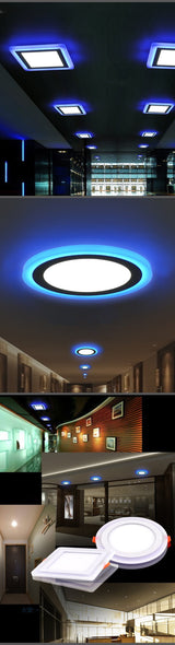 DVOLADOR 3 Modes Square/Round LED Panel Light 6W 9W 16W Dual Color Led Panel Downlight LED Ceiling Recessed Panel Light lamp