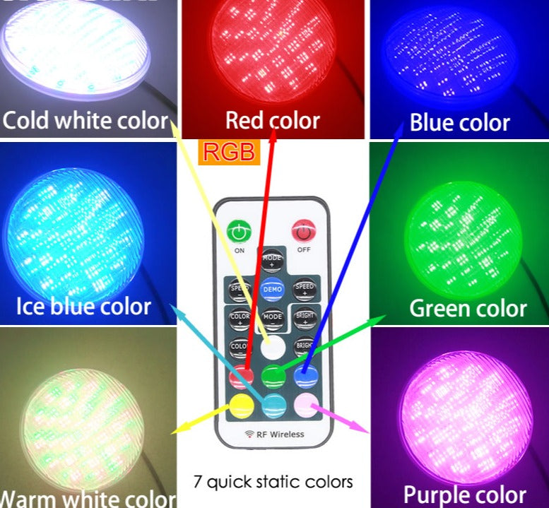 Ip68 Led Swimming Pool Light Par56 Led Waterproof Underwater Light 24W 36W RGB +Remote Controller Pond Lights AC DC 12V Piscina