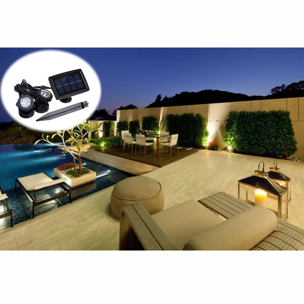 Solar Led Underwater Lights Pond Light Landscape Spotlight IP68 Waterproof Submarine Projector Light for Pond Garden Lawn