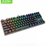 Gaming Mechanical Keyboard Blue Red Switch 87key Anti-ghosting RGB/Mix Backlit LED USB RU/US Wired Keyboard For Gamer PC Laptop