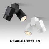 Indoor led downlight led gu10 180 adjustable double surface mount spotlight white/black ceiling light