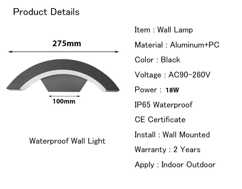 LED Outdoor Waterproof Walkway Front Door Garden Porch Wall Light Modern Indoor Corridor Wall Lighting Light Fixture ML35
