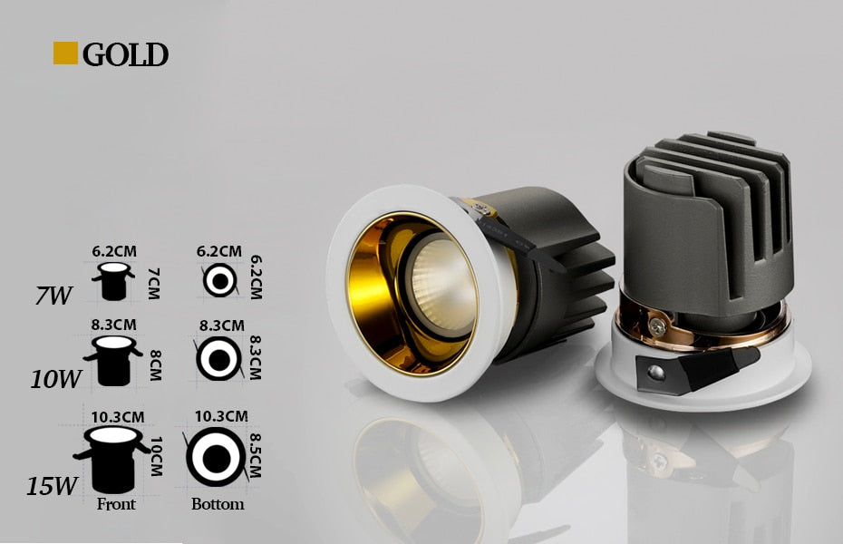 Led downlight  7w 9w 15w Gold/Chrome/Rose Gold/Coffee/Black led Spot Lighting foyer kitchen indoor lighting led ceiling