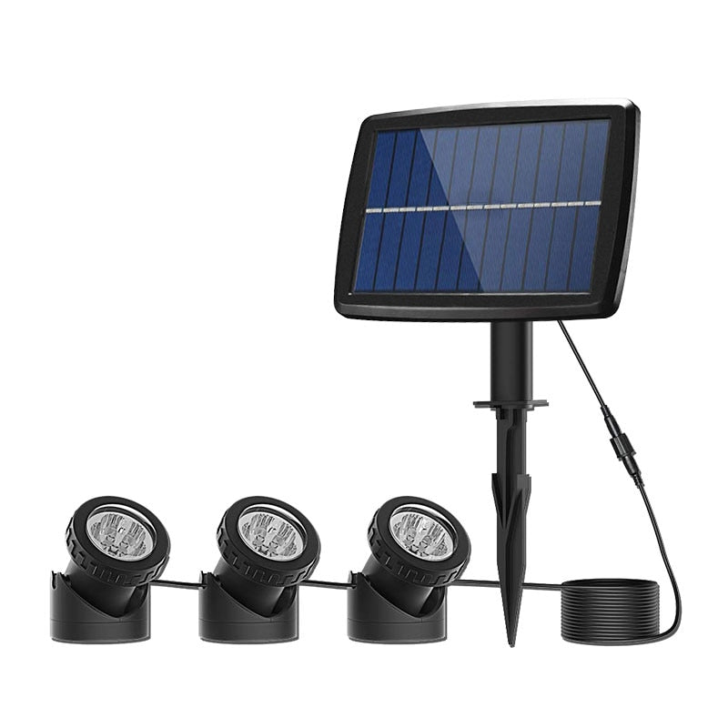 Solar Led Underwater Lights Pond Light Landscape Spotlight IP68 Waterproof Submarine Projector Light for Pond Garden Lawn