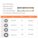 Ultra Bright Round LED Downlight 2.5 3.5 4 6 inch led downlight Aluminum AC 220V LED Down Light Ceiling Recessed Spot Light