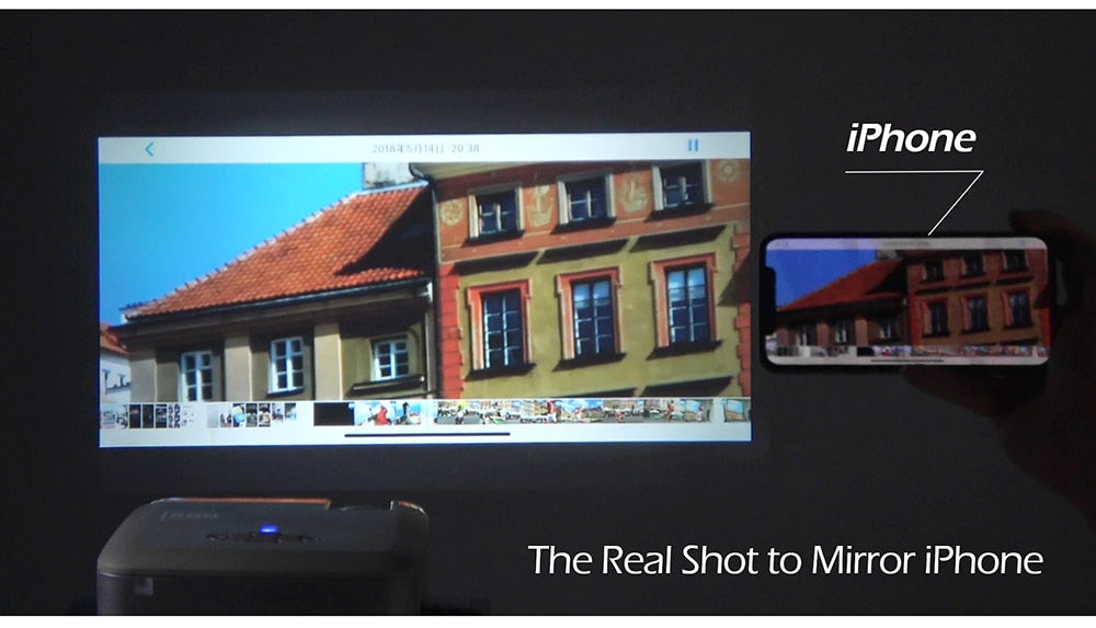 LED Mini Projector D40W,Video Beamer for Home Cinema.1600 Lumens, Support HD, Wireless Sync Display For iPhone/Android Phone