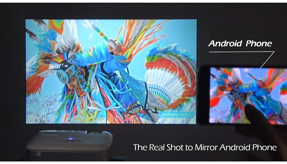 LED Mini Projector D40W,Video Beamer for Home Cinema.1600 Lumens, Support HD, Wireless Sync Display For iPhone/Android Phone