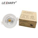 LEDIARY Round LED Recessed COB Downlights White Aluminum Spot Lamp Real 3W 100V-240V Angle Adjustable 55mm 2 Inch Cut Hole Size