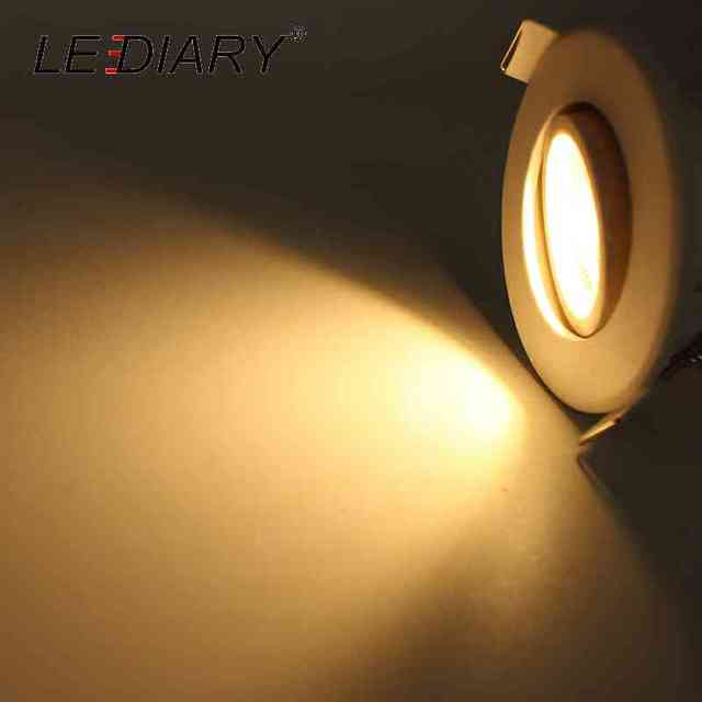 LEDIARY Round LED Recessed COB Downlights White Aluminum Spot Lamp Real 3W 100V-240V Angle Adjustable 55mm 2 Inch Cut Hole Size