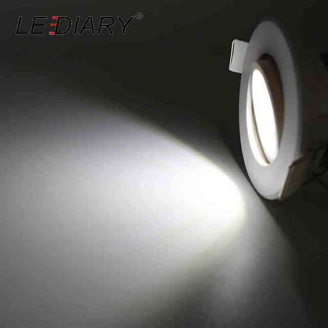 LEDIARY Round LED Recessed COB Downlights White Aluminum Spot Lamp Real 3W 100V-240V Angle Adjustable 55mm 2 Inch Cut Hole Size