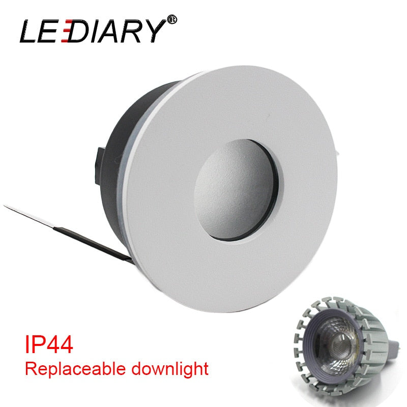 LEDIARY IP44 Waterproof LED Spot Downlights Ceiling Recessed 75mm Cut Hole Porch lamp Bathroom Use 85-265V 5W GU10 Light Source