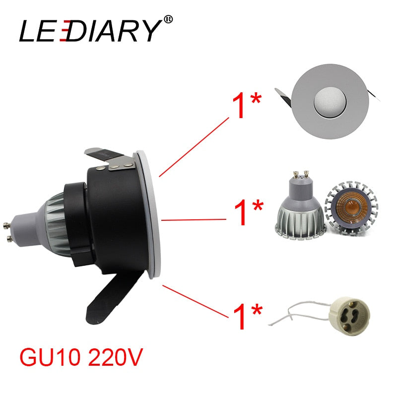 LEDIARY IP44 Waterproof LED Spot Downlights Ceiling Recessed 75mm Cut Hole Porch lamp Bathroom Use 85-265V 5W GU10 Light Source