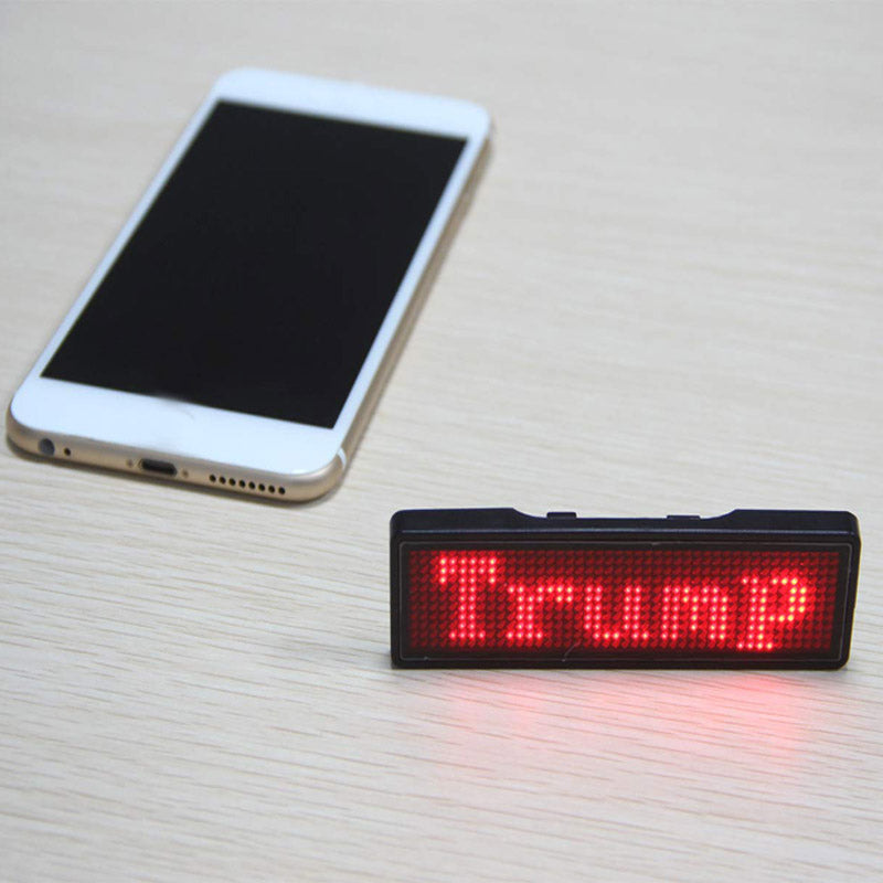 Wireless Bluetooth Advertising LED Name Badge Tag Digital Scrolling Message Display Sign Board -Blue