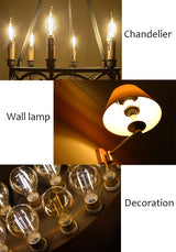 E12/E17 120V Filament Light Chandelier Candle LED Bulbs C7 C9 C32 For Indoor Home  Lighting Decoration