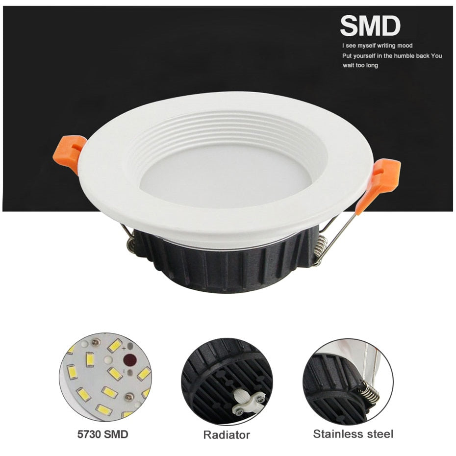 DBF Super Bright 5730 SMD LED Downlight Dimmable 7W 10W 12W Ceiling Lamp with AC 110V 220V LED Transformer for Living room
