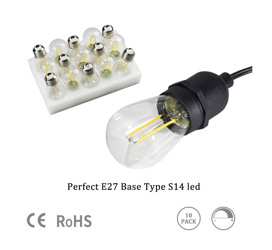 E27 LED Filament Bulb Light Retro Edison Transparent Housing Lamp 2W 110V/220V S14 led String replacement bulb home holiday deco