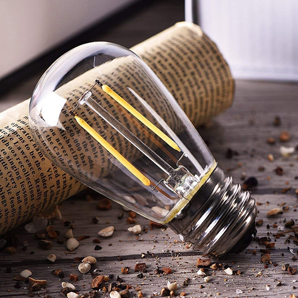 10Pcs S14 2W 4W LED Edison Light Bulbs E27 Waterproof Vintage LED Filament Bulb for Outdoor Commercial String Light Replacement