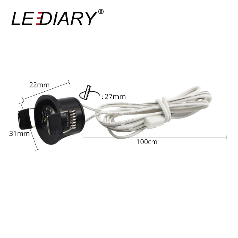 LEDIARY Black Mini Spot LED Remote Dimmable Downlights 1.5W 27mm Cut Hole 110-220V Ceiling Recessed Mounted Lighting Fixtures