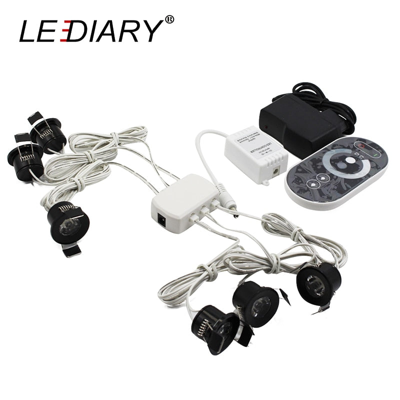 LEDIARY Black Mini Spot LED Remote Dimmable Downlights 1.5W 27mm Cut Hole 110-220V Ceiling Recessed Mounted Lighting Fixtures