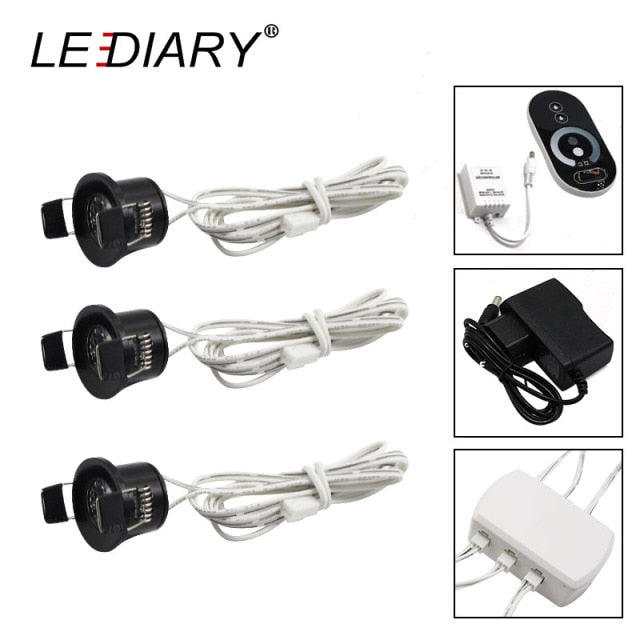 LEDIARY Black Mini Spot LED Remote Dimmable Downlights 1.5W 27mm Cut Hole 110-220V Ceiling Recessed Mounted Lighting Fixtures