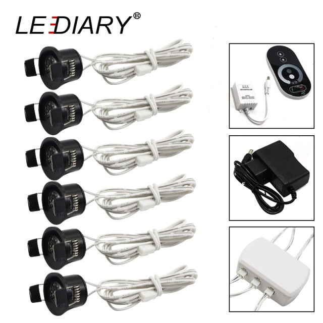 LEDIARY Black Mini Spot LED Remote Dimmable Downlights 1.5W 27mm Cut Hole 110-220V Ceiling Recessed Mounted Lighting Fixtures