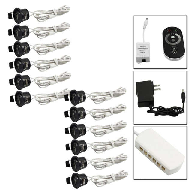 LEDIARY Black Mini Spot LED Remote Dimmable Downlights 1.5W 27mm Cut Hole 110-220V Ceiling Recessed Mounted Lighting Fixtures