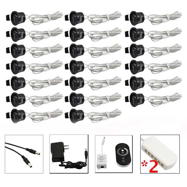 LEDIARY Black Mini Spot LED Remote Dimmable Downlights 1.5W 27mm Cut Hole 110-220V Ceiling Recessed Mounted Lighting Fixtures