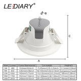 LEDIARY Recessed Ceiling LED Downlights 5W 9W 24W 220V SMD Spot Lamp 3000K/4000K/6000K 75mm 90mm 155mm Cut Hole Home Lighting