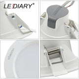 LEDIARY Recessed Ceiling LED Downlights 5W 9W 24W 220V SMD Spot Lamp 3000K/4000K/6000K 75mm 90mm 155mm Cut Hole Home Lighting