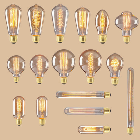 ST64 G95 G80 T30 Edison Incandescent Bulb Dimming 40W 220V E27 Vintage Light Retro Pendant Lamp Filament Spiral Industrial Decors