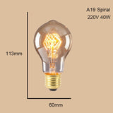 ST64 G95 G80 T30 Edison Incandescent Bulb Dimming 40W 220V E27 Vintage Light Retro Pendant Lamp Filament Spiral Industrial Decor