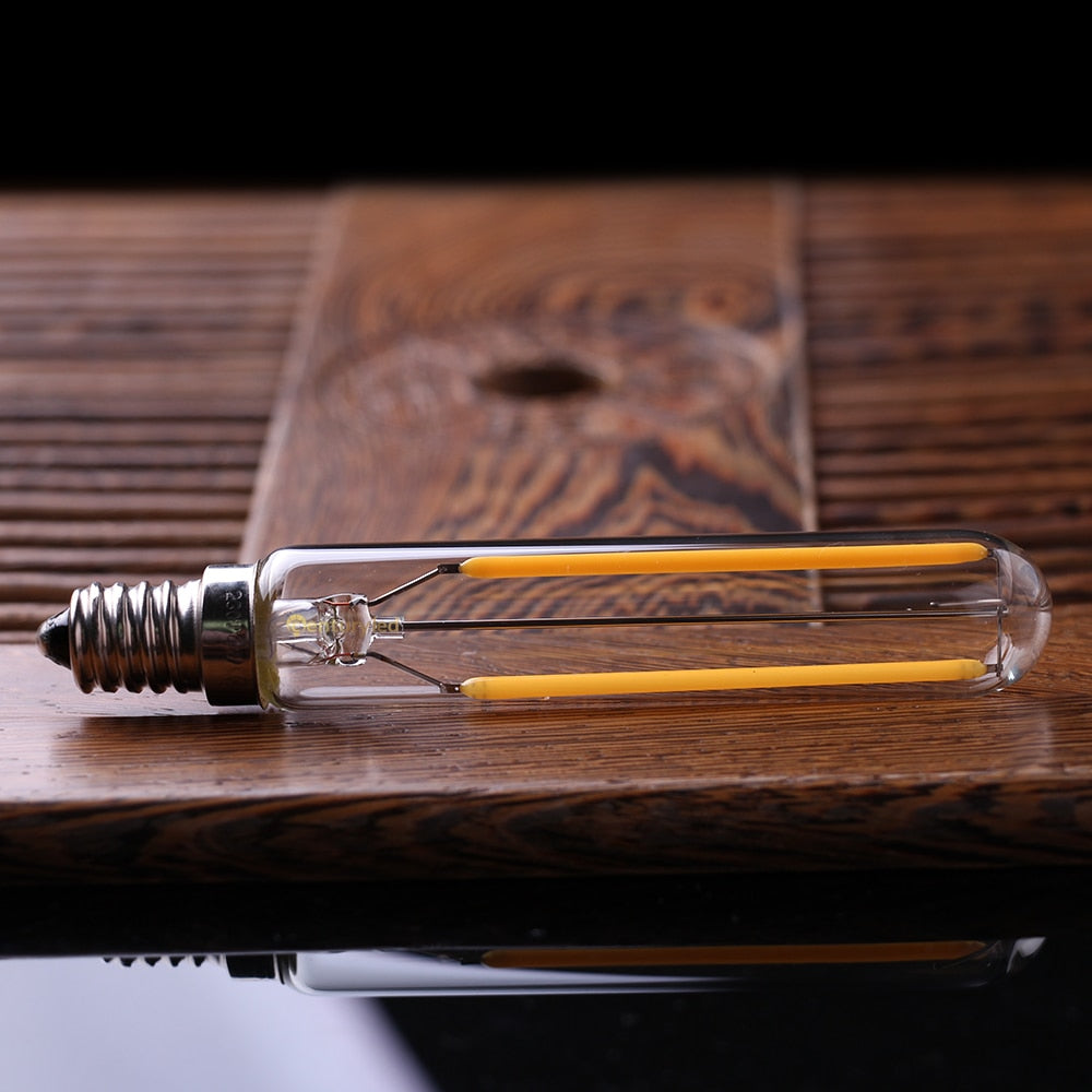T20 T6 Tubular Lamp Retro LED Long Filament Bulbs 2W 2700K,E12 E14 110V 220VAC Chandelier Pendant Lighting Dimmable