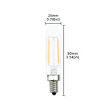 2W T6 Light Bulb Candle Base Tubular E12 LED Bulb, Filament Glass E12 Candelabra LED Bulb 20W E12 Incandescent Replacement