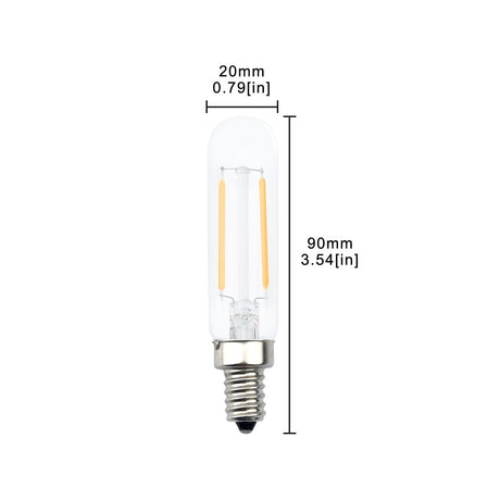 2W T6 Light Bulb Candle Base Tubular E12 LED Bulb, Filament Glass E12 Candelabra LED Bulb 20W E12 Incandescent Replacement