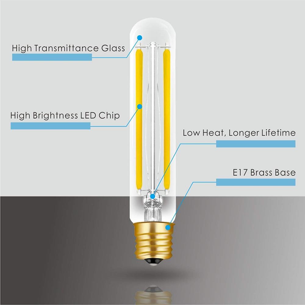 Dimmable E17 T6.5 Lights Lamp E17 T6 T20 Tubular Filament Bulb 110V 220V Intermediate Base Edison Glass