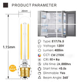 Dimmable E17 T6.5 Lights Lamp E17 T6 T20 Tubular Filament Bulb 110V 220V Intermediate Base Edison Glass