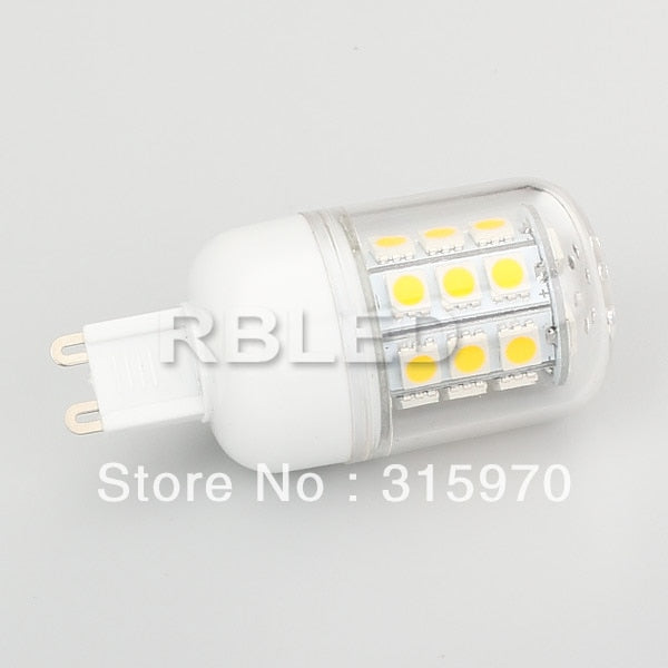 1pcs/lot G9  LED Bulb 5W 220-240VAC  Warm White 27LEDs 3-CHIP SMD5050 T7 Eye Protected Bi-pin 360degree Corn Lamp