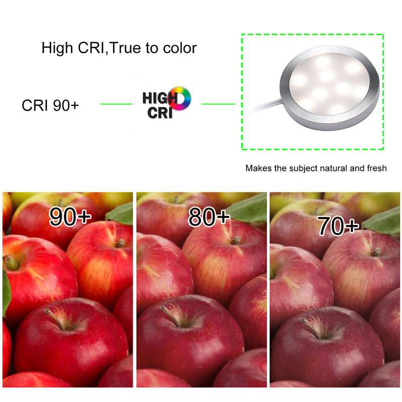 LED Under Cabinet Light Kitchen Puck Under Counter Lights Wireless RF Remote Dimmable Shelf Furniture Lighting 4 Lamps Warm