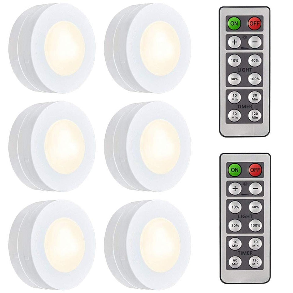 Touch Sensor LED Under Cabinets Lights Dimmable LED Puck Light For Kitchen Wardrobe Stair Closet Night Lamp Battery Powered